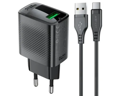 МЗП ACEFAST A90 QC18W GaN (USB-A) Cable USB to Type-C 1,2m Black mag-6974316280064153264