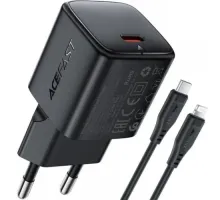 МЗП ACEFAST A117 PD20W mini GaN fast charger (USB-C) Cable Type-C to Lightning 1,2m Black mag-6974316286509153755
