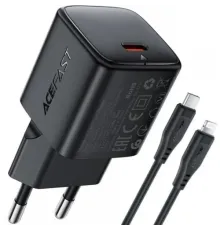 МЗП ACEFAST A117 PD20W mini GaN fast charger (USB-C) Cable Type-C to Lightning 1,2m Black mag-6974316286509153755