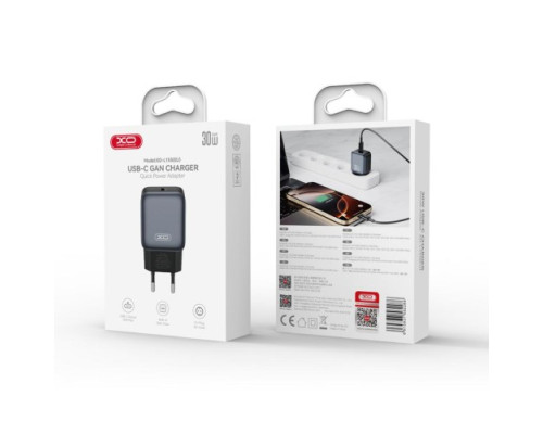 МЗП XO L155(EU) PD30W 1USB-C fast charger Чорний mag-6975837582286140446