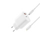 МЗП XO L116 (EU) PD30W/QC18W (1USB-C+1USB-A) fast charging charger with Lightning cable Білий mag-692068084386219217