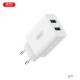 МЗП XO L119 (EU) dual USB-A QC18W fast charging charger with TYPE-C cable Білий mag-692068084420360116