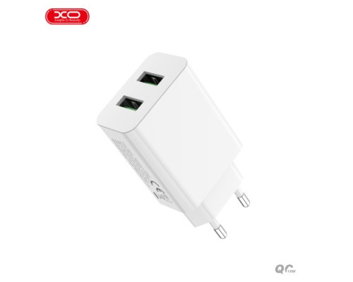 МЗП XO L119 (EU) dual USB-A QC18W fast charging charger with TYPE-C cable Білий mag-692068084420360116