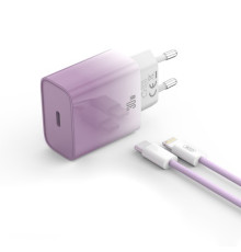 МЗП XO CE18 (EU) PD30W USB-C fast charging charger with Lightning cable Фіолетовий mag-692068085170660142