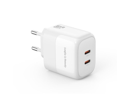 МЗП XO L140 (EU) 35W GaN Nitride (2USB-C) Fast Charging Білий mag-6920680855490140383