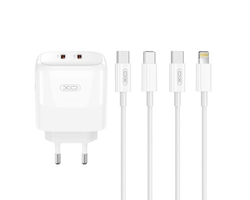 МЗП XO L140 (EU) 35W GaN Nitride (2USB-C) Fast Charging Білий mag-6920680855490140383