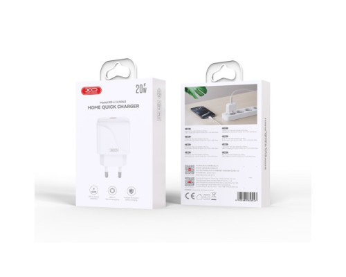 МЗП XO L141 20W Single USB-C Fast Charger Білий mag-692068085892757271