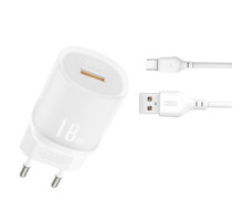 МЗП XO L157(EU) QC3.0 18W Charging Charger with Micro cable (NB103) білий mag-6920680859337134583