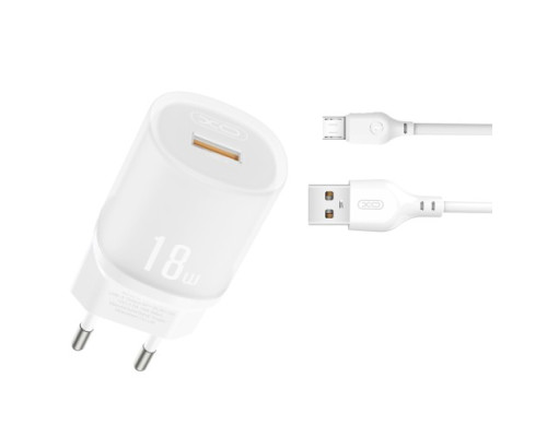 МЗП XO L157(EU) QC3.0 18W Charging Charger with Micro cable (NB103) білий mag-6920680859337134583
