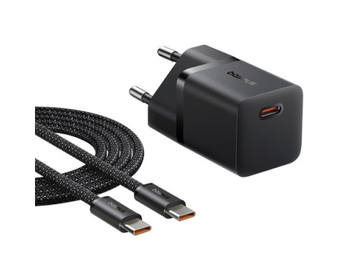 МЗП Baseus GaN5 Fast Charger (mini) 1C 25W EU Cable Type-C to Type-C 1m Black P10110909113-01 mag-693217265819960901