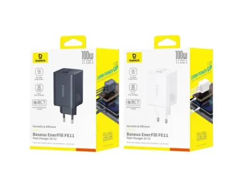 МЗП Baseus EnerFill FE11 Fast Charger 2C+U 100W EU White P10182102213-00 mag-6932172690649152089
