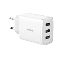 МЗП Baseus Compact Charger 3-USB 17W EU White CCXJ020102 mag-6932172606978145675