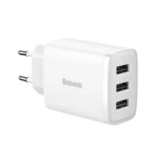 МЗП Baseus Compact Charger 3-USB 17W EU White CCXJ020102 mag-6932172606978145675