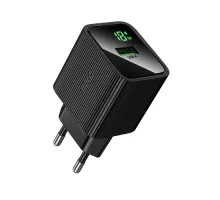 МЗП HOCO CS81A Excellent single port QC3.0 charger with digital display(EU) Black mag-6942007664462153101