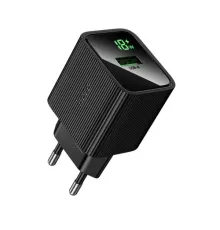 МЗП HOCO CS81A Excellent single port QC3.0 charger with digital display(EU) Black mag-6942007664462153101