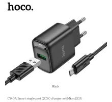 МЗП HOCO C140A Smart single port QC3.0 charger set 18W (QC/FCP/AFC) +Micro Black mag-6942007627801153091