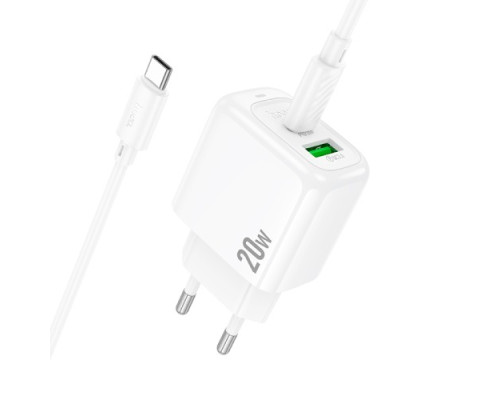 МЗП HOCO CS54A Surplus PD20W+QC3.0 charger set(C to C) White mag-6942007631532137373