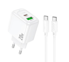 МЗП HOCO CS54A Surplus PD20W+QC3.0 charger set(C to C) White mag-6942007631532137373