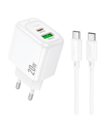 МЗП HOCO CS54A Surplus PD20W+QC3.0 charger set(C to C) White mag-6942007631532137373