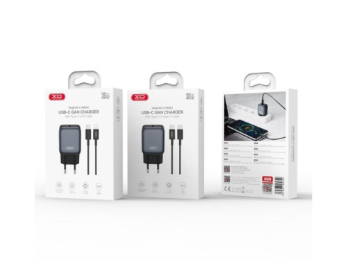 МЗП XO L155(EU) PD30W 1USB-C Fast Charger TYPE-C cable Чорний mag-6975837582309140447