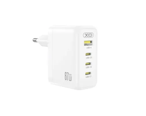 МЗП XO CE39(EU) 67W GaN Fast Charger (3x USB-C 67W / 1x USB-A 22.5W) білий mag-6975837589193153756