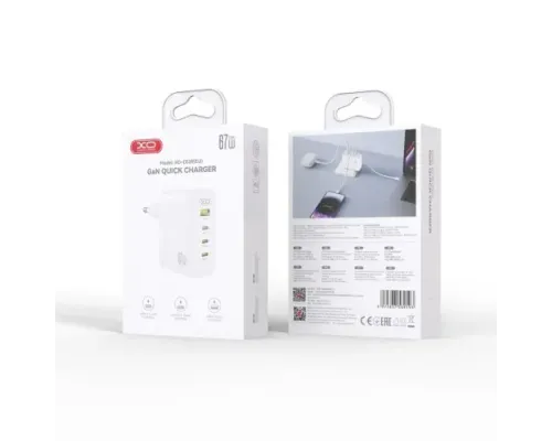 МЗП XO CE39(EU) 67W GaN Fast Charger (3x USB-C 67W / 1x USB-A 22.5W) білий mag-6975837589193153756