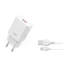 МЗП XO L127 USB-A QC18W Fast Charging Charger with Micro cable Білий mag-6920680846948140364