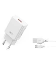 МЗП XO L127 USB-A QC18W Fast Charging Charger with Micro cable Білий mag-6920680846948140364