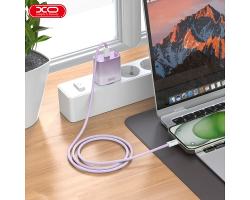 МЗП XO CE18 (EU) PD30W USB-C fast charging charger with Type-C cable Фіолетовий mag-692068085171360143