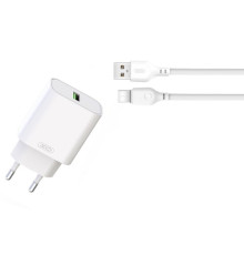 МЗП XO L103 (EU) QC3.0 18W Charger with TYPE-C cable Білий mag-692068083215657210
