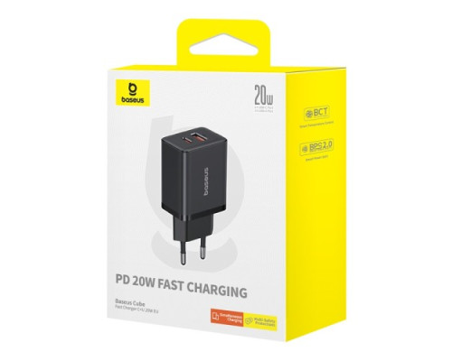 МЗП Baseus Cube Fast Charger C+U 20W EU Cluster Black P10111403113-00 mag-6932172651152128964