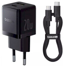 МЗП Baseus Palm Fast Charger C+U 20W + Cable Type-C to Type-C Black P10111608113-01 mag-6932172677381135342