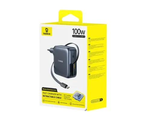 МЗП Baseus EnerCore CJ11 Fast Charger with Retractable Cable 2C+U 100W Black E0120M00 mag-6932172695606152090