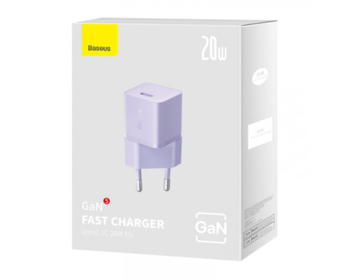 МЗП Baseus GaN5 Fast Charger(mini) 1C 20W EU Purple CCGN050105 (дефект пакування) mag-2000001575017142732