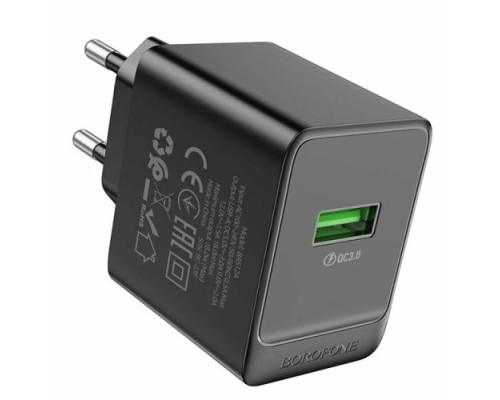 МЗП BOROFONE BAS12A Erudite single port 18W/QC3.0/1USB чорний mag-6941991104732138222