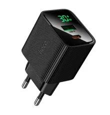МЗП HOCO CS84A Excellent PD30W+QC3.0 charger with digital display(EU) black mag-6942007664554153102