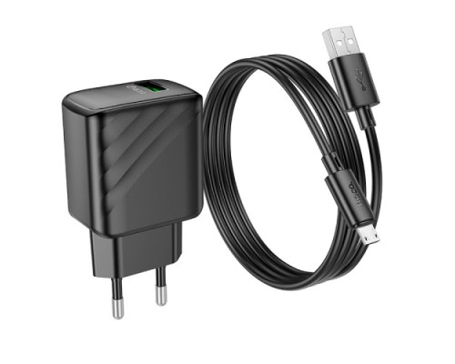 МЗП HOCO CS21A Rich single port QC3.0 charger set(Micro)(EU) Black mag-6942007609890135628