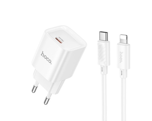МЗП HOCO C147A Charm PD20W+QC3.0 charger set(C to iP) White mag-6942007630283137363