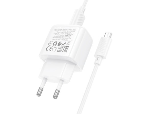 МЗП HOCO CS52A Surplus single-port QC3.0 charger + Micro White mag-6942007631464137267