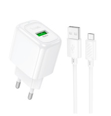 МЗП HOCO CS52A Surplus single-port QC3.0 charger + Micro White mag-6942007631464137267