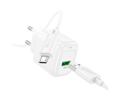 МЗП HOCO CS52A Surplus single-port QC3.0 charger + Micro White mag-6942007631464137267