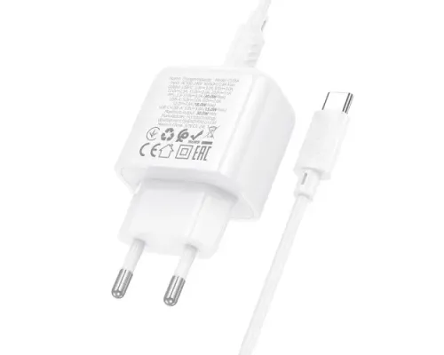МЗП HOCO CS55A Surplus PD30W+QC3.0 charger set(C to C) White mag-6942007631563146730
