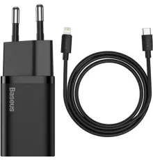 МЗП Baseus Super Si Quick Charger 1C 20W/Simple Wisdom Data Cable Type-C to iP 1m Black TZCCSUP-B01 mag-6953156230057144906
