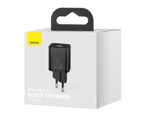 МЗП Baseus Super Si Quick Charger 1C 20W/Simple Wisdom Data Cable Type-C to iP 1m Black TZCCSUP-B01 mag-6953156230057144906