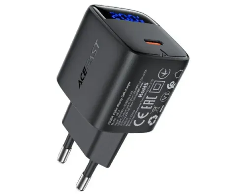 МЗП ACEFAST A113 PD20W GaN (USB-C) with digital display Black mag-6974316284413153314