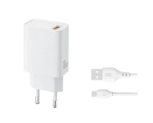 МЗП XO L159 (EU) QC18W 1USB-A Quick Charger Micro Kit (NB103) Білий mag-6975837587007147363