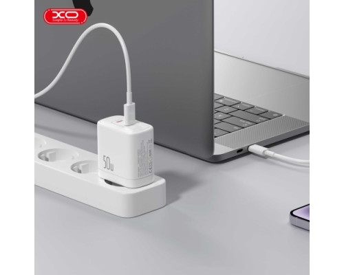 МЗП XO CE08 PD50W (2USB-C) Fast Charger with Lightning cable білий mag-6920680845811136201