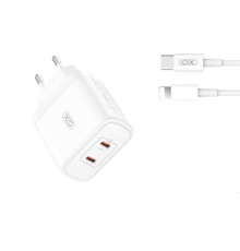 МЗП XO CE08 PD50W (2USB-C) Fast Charger with Lightning cable білий mag-6920680845811136201