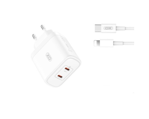 МЗП XO CE08 PD50W (2USB-C) Fast Charger with Lightning cable білий mag-6920680845811136201