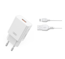 МЗП XO L127 USB-A QC18W Fast Charging Charger with Lightning cable Білий mag-6920680846955140365